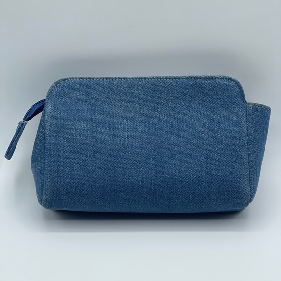 Chanel Denim Jean CC Logo Coco Vanity Makeup Cosmetic Case Pouch Vintage Bag - Picture 3 of 16